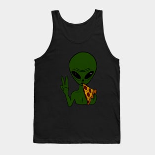 Funny Alien Eating Pizza Halloween Gift Tank Top